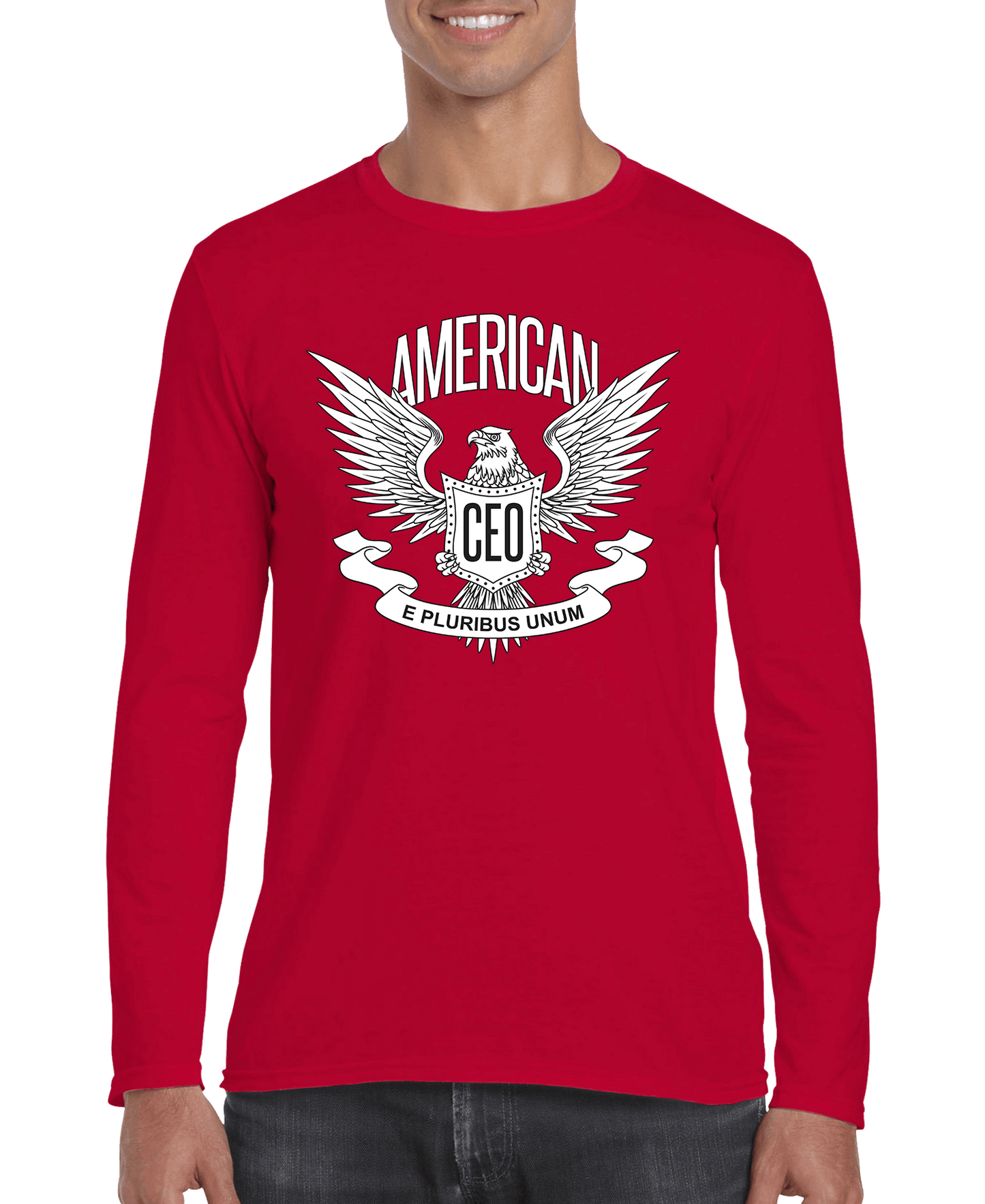 American CEO Patriotic Eagle Men's Long Sleeve Shirt - BLVCKSTORE