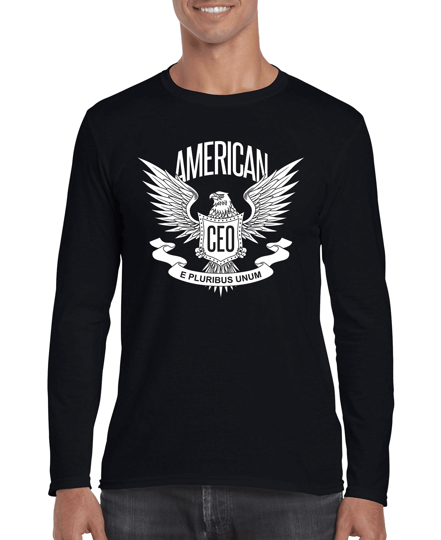 American CEO Patriotic Eagle Men's Long Sleeve Shirt - BLVCKSTORE