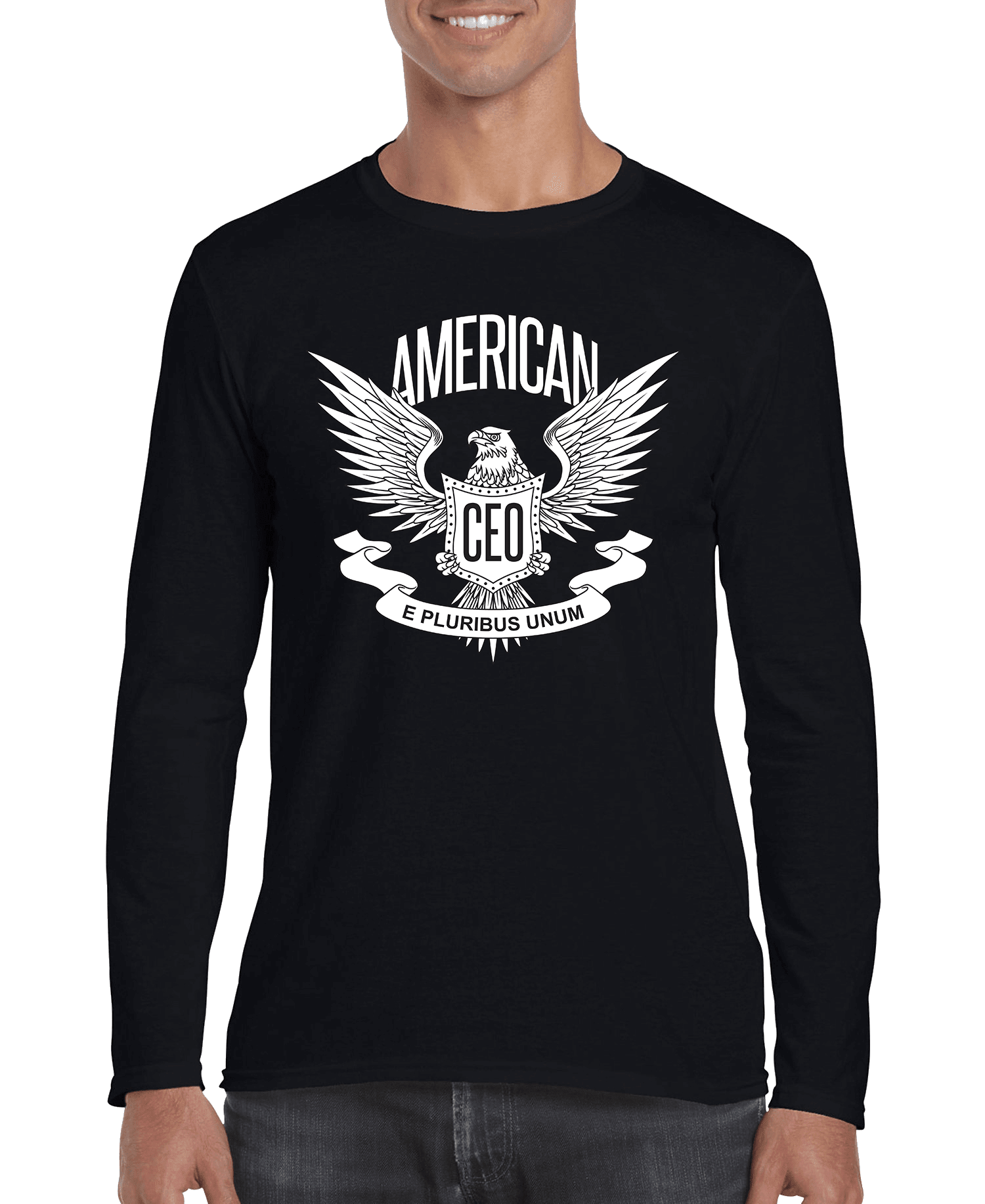 American CEO Patriotic Eagle Men's Long Sleeve Shirt - BLVCKSTORE