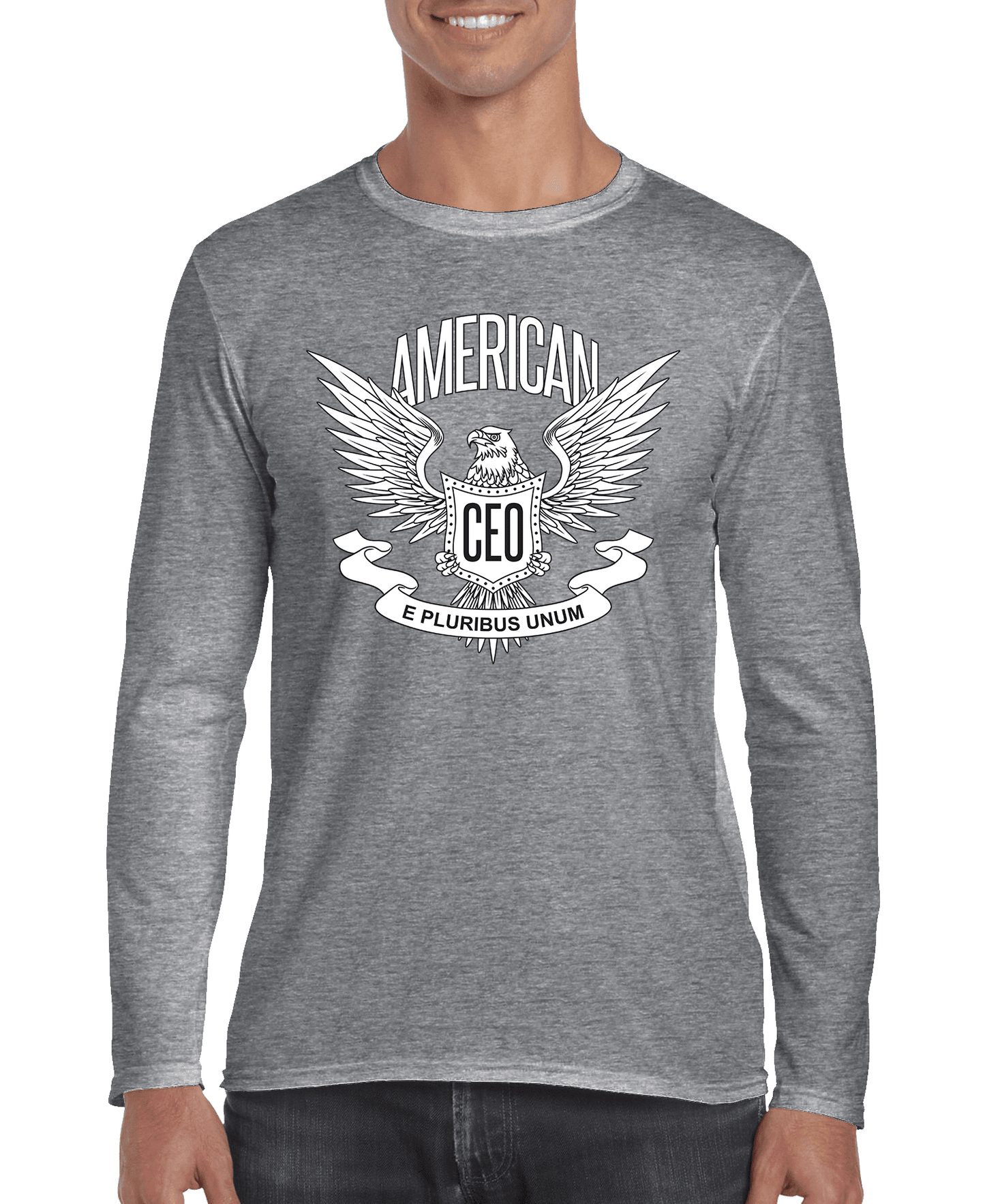 American CEO Patriotic Eagle Men's Long Sleeve Shirt - BLVCKSTORE