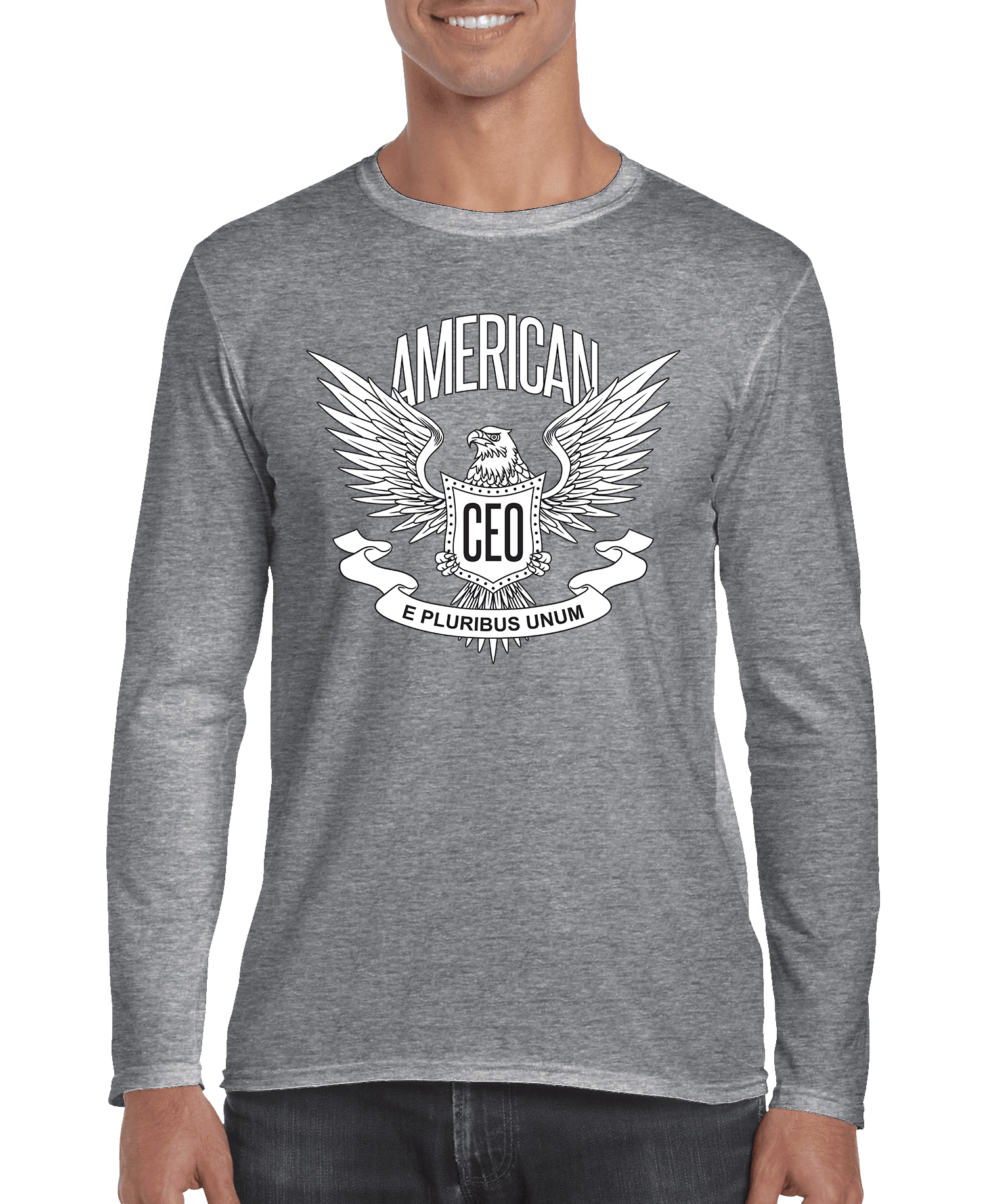 American CEO Patriotic Eagle Men's Long Sleeve Shirt - BLVCKSTORE