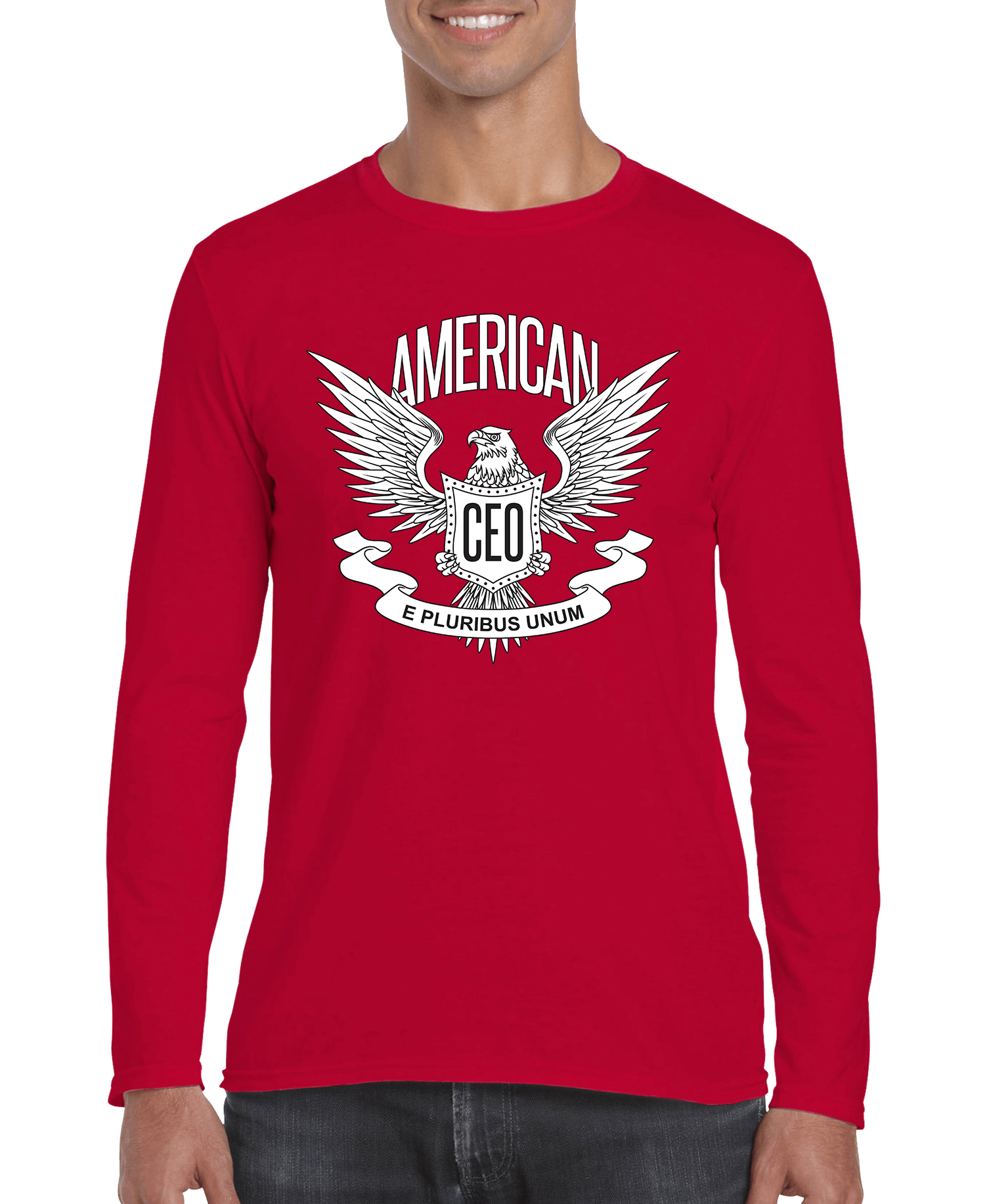 American CEO Patriotic Eagle Men's Long Sleeve Shirt - BLVCKSTORE