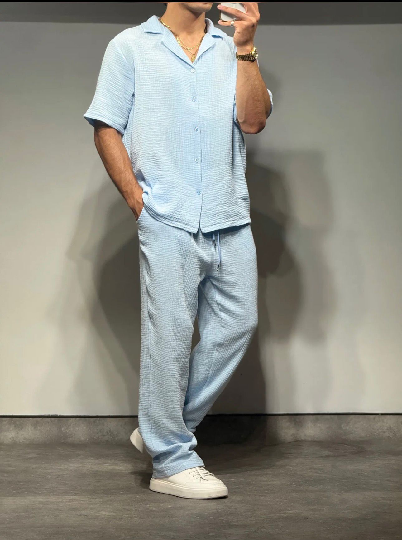 Ensemble Chemise Gaze + Pantalon Large - BLVCKSTORE