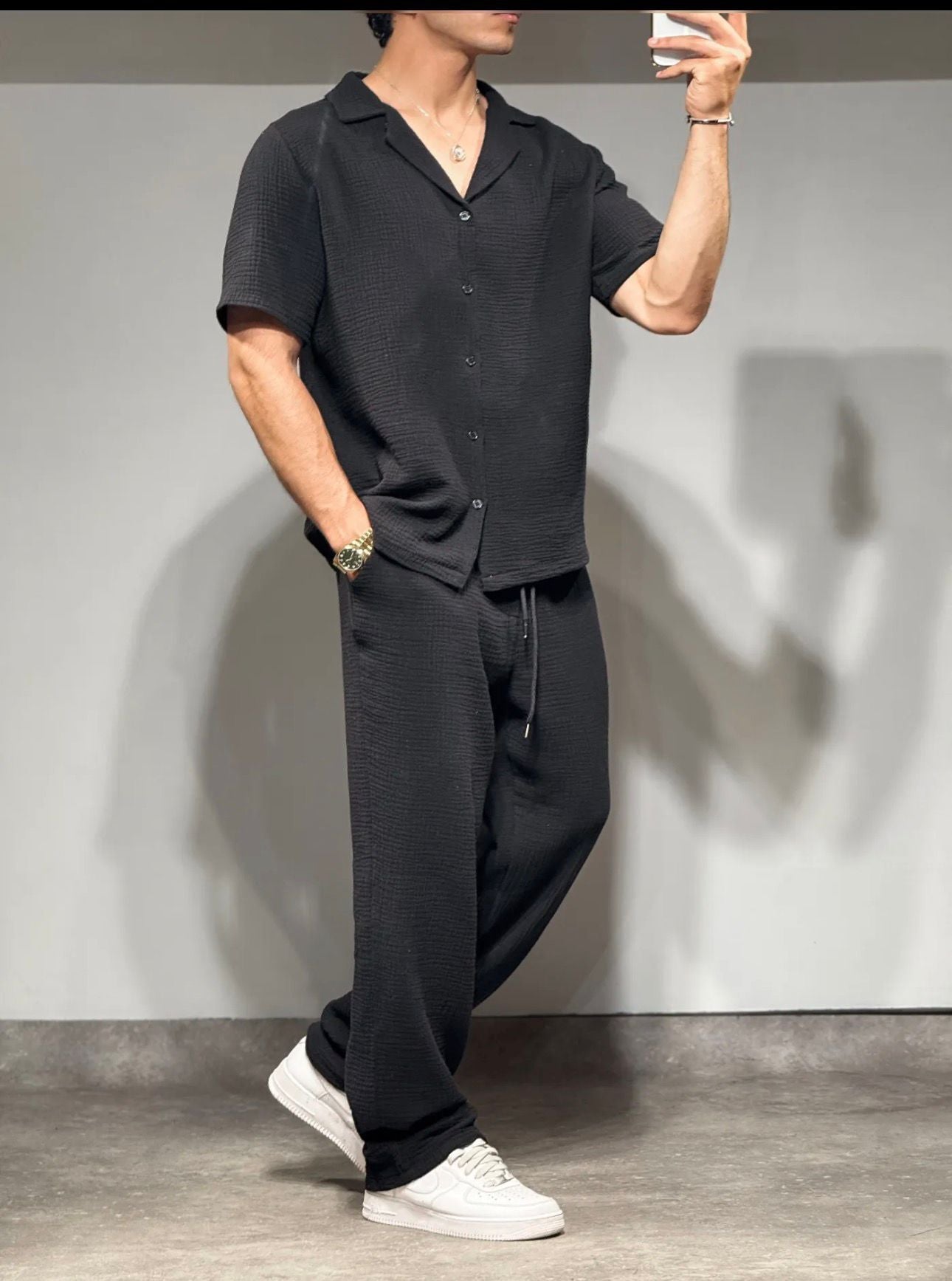 Ensemble Chemise Gaze + Pantalon Large - BLVCKSTORE