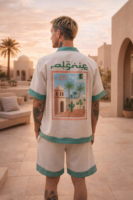 Ensemble été chemise + short imprimé Algérie +213 - BLVCKSTORE