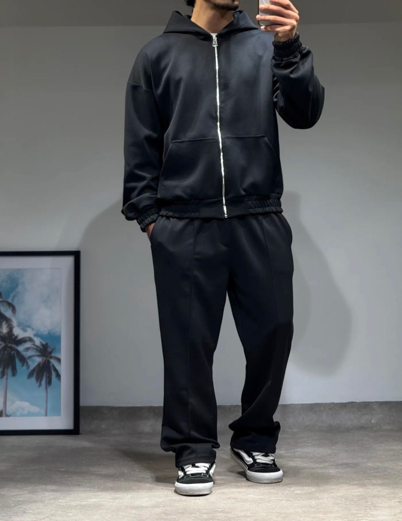 Ensemble Hoodie Zippé + Jogging Noir - BLVCKSTORE